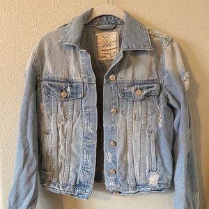 Distressed light jean jacket